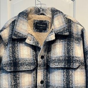 Abercrombie & Fitch Blue and Cream Checkered Jacket